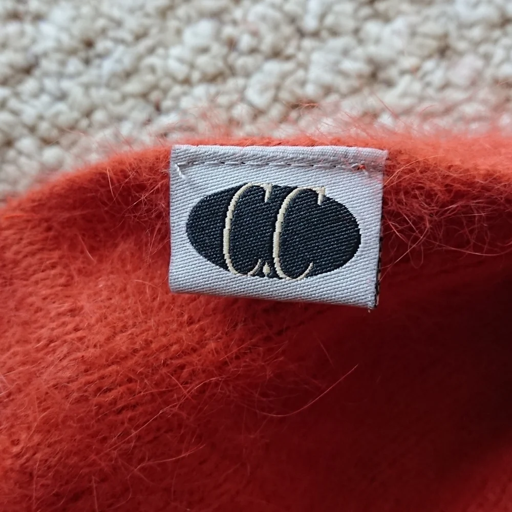 C.C orange color Ruffled angora Scarf
